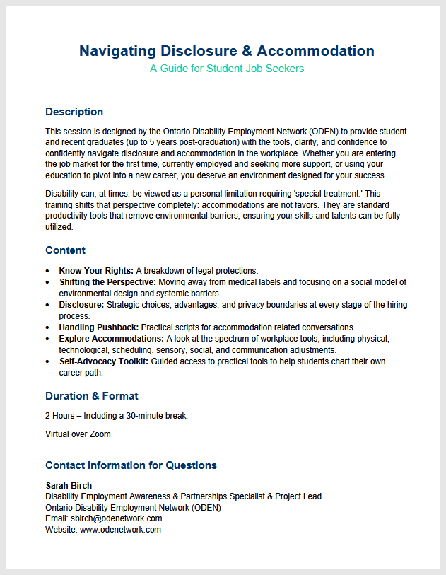 Poster navigating disclosure accommodation